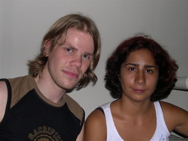 Beim Feiern auf dem Balkon. Mit Beatriz aus Bras�lia, Lauras Reisebegleitung.